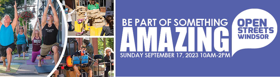 Words, Be Part of Something Amazing, Sunday, September 17, 2023, 10 a.m. to 2 p.m. and collage of yoga, Jenga, musicians